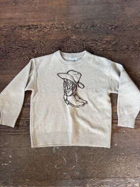 Women’s Cream Cowboy Boot Graphic Crewneck Sweater